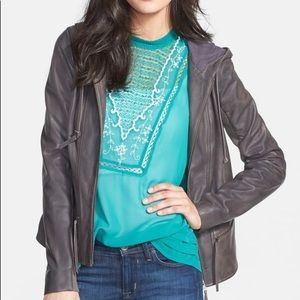 Hinge Hooded Leather Jacket